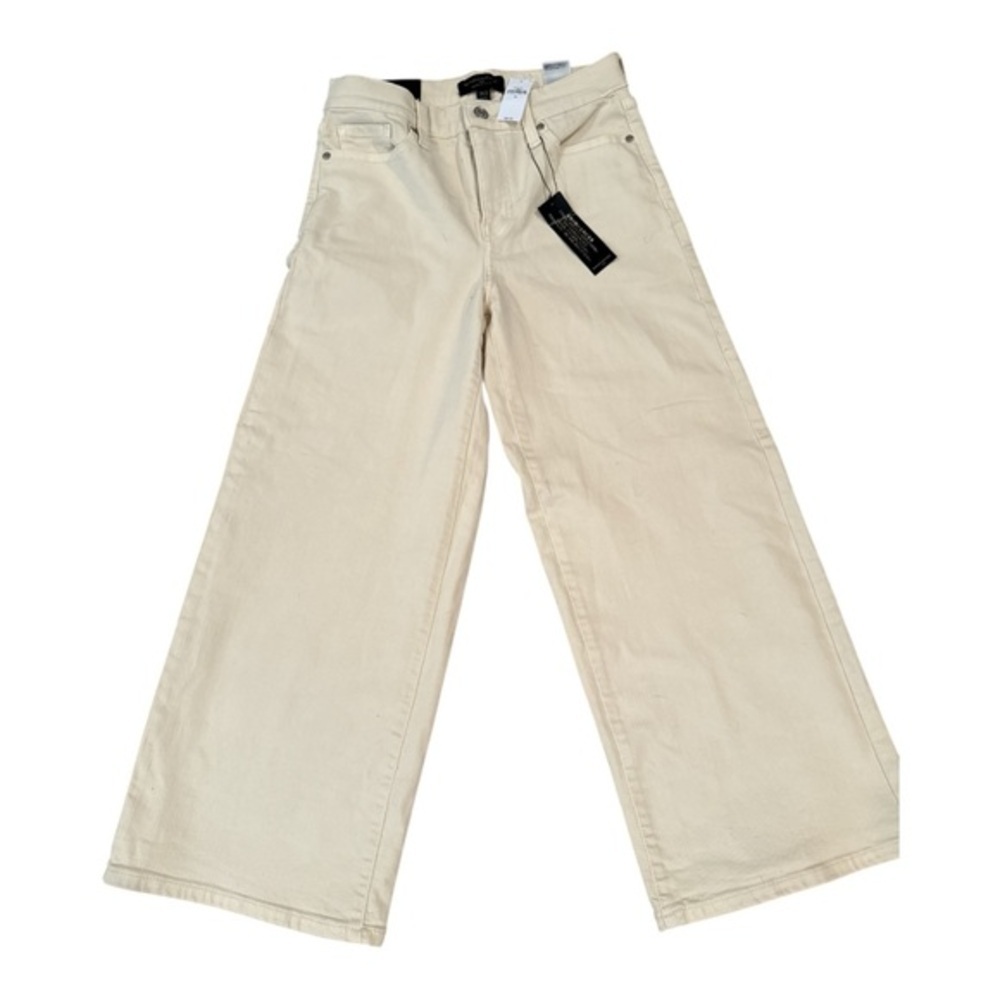 Banana Republic Cream High Rise Wide Leg Crop Jeans Size 26 Modern Minimalist - Picture 2 of 10